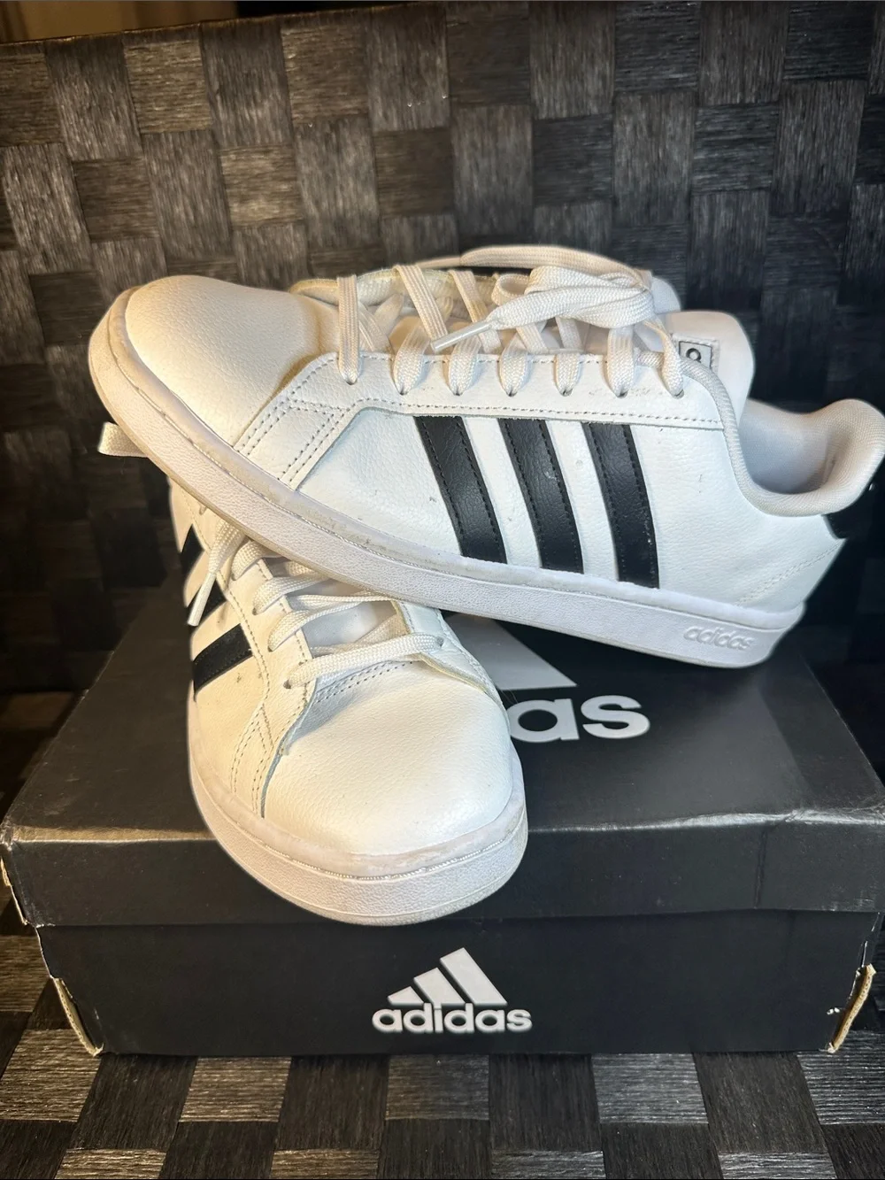 adidas Men’s White Sneakers with Black Stripes